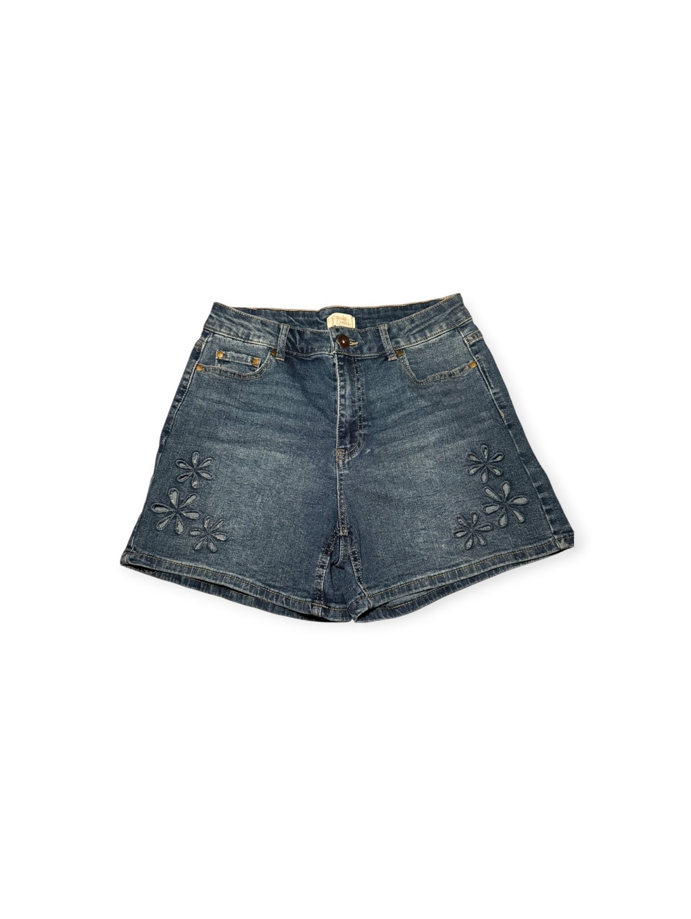 Camila Coelho Floral Eyelet Embroidered Jean Shorts Medium Wash Denim Womens 6